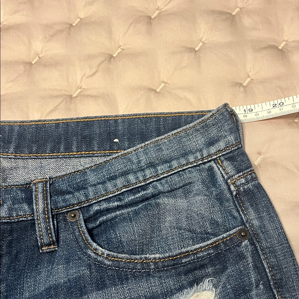 LOFT Mid-Rise Distressed Blue Denim Jeans